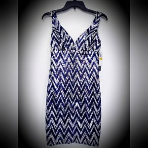 NWT NAVY BLUE & SILVER COCKTAIL DRESS